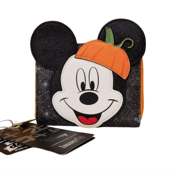 Loungefly Handbags - Loungefly Disney Mickey Mouse Pumpkin Zip Around Wallet NEW